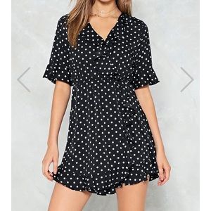 NASTY GAL Polka dot mini ruffle dress